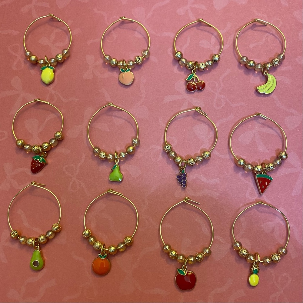 Fruit Wine Charms. Set of 12.